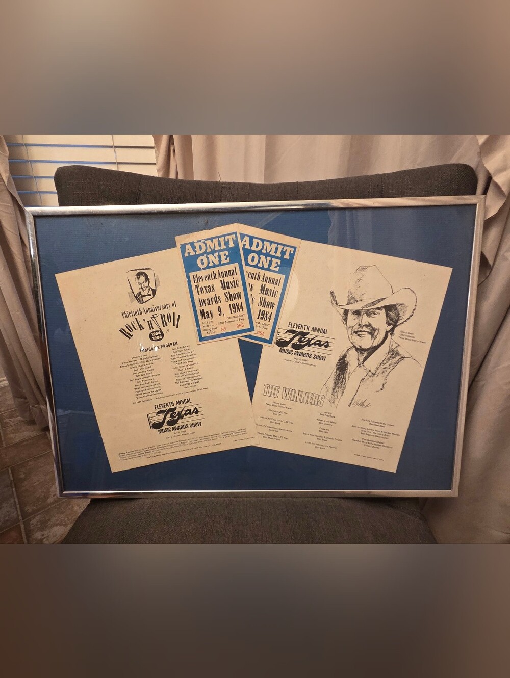 Eleventh Annual Texas Music Awards Show Framed 22.5"x 15.5" Program
